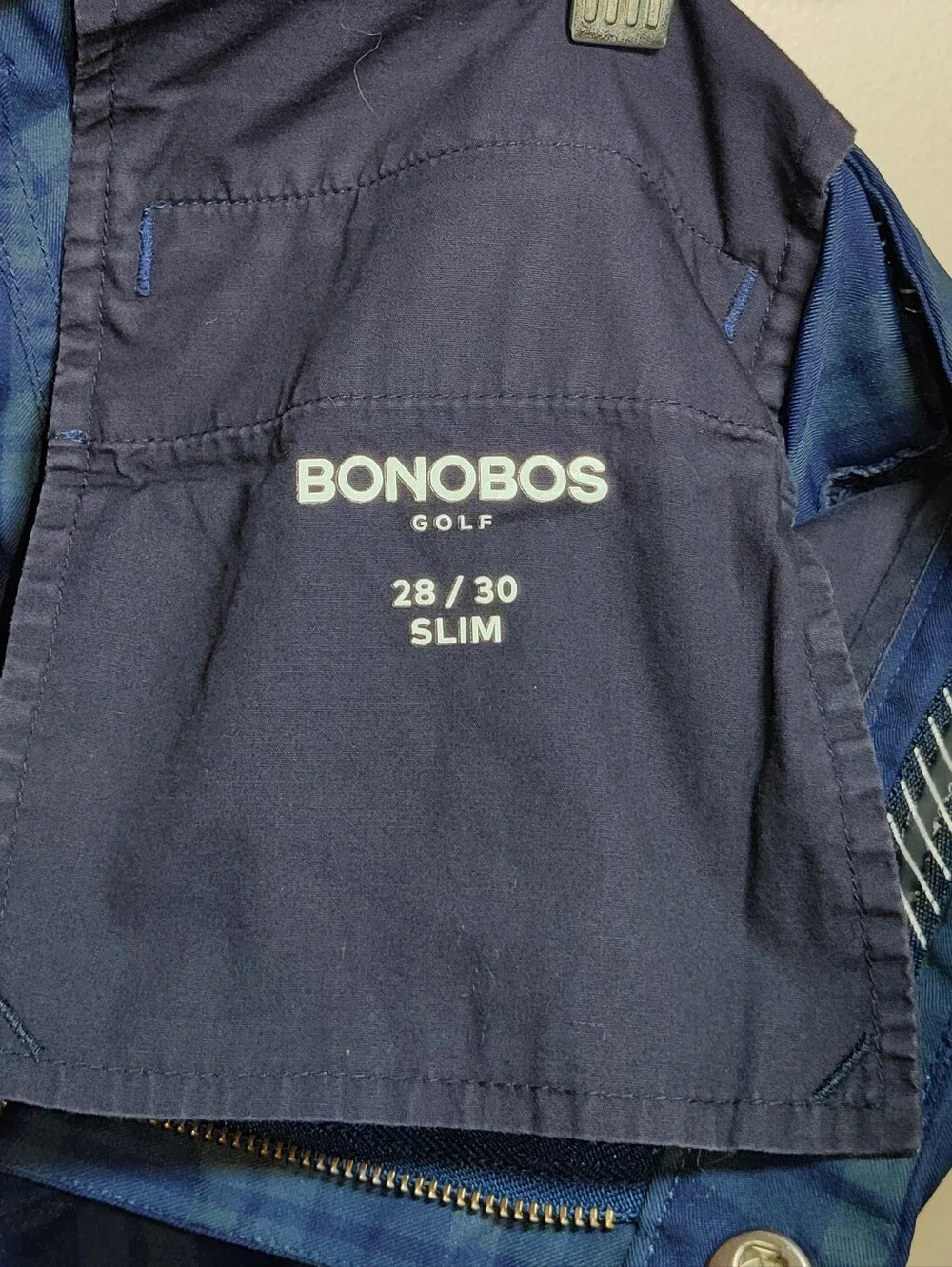 Bonobos Mens Golf Pants 28x30 Blue Green Plaid Slim Fit Performance Casual Chino